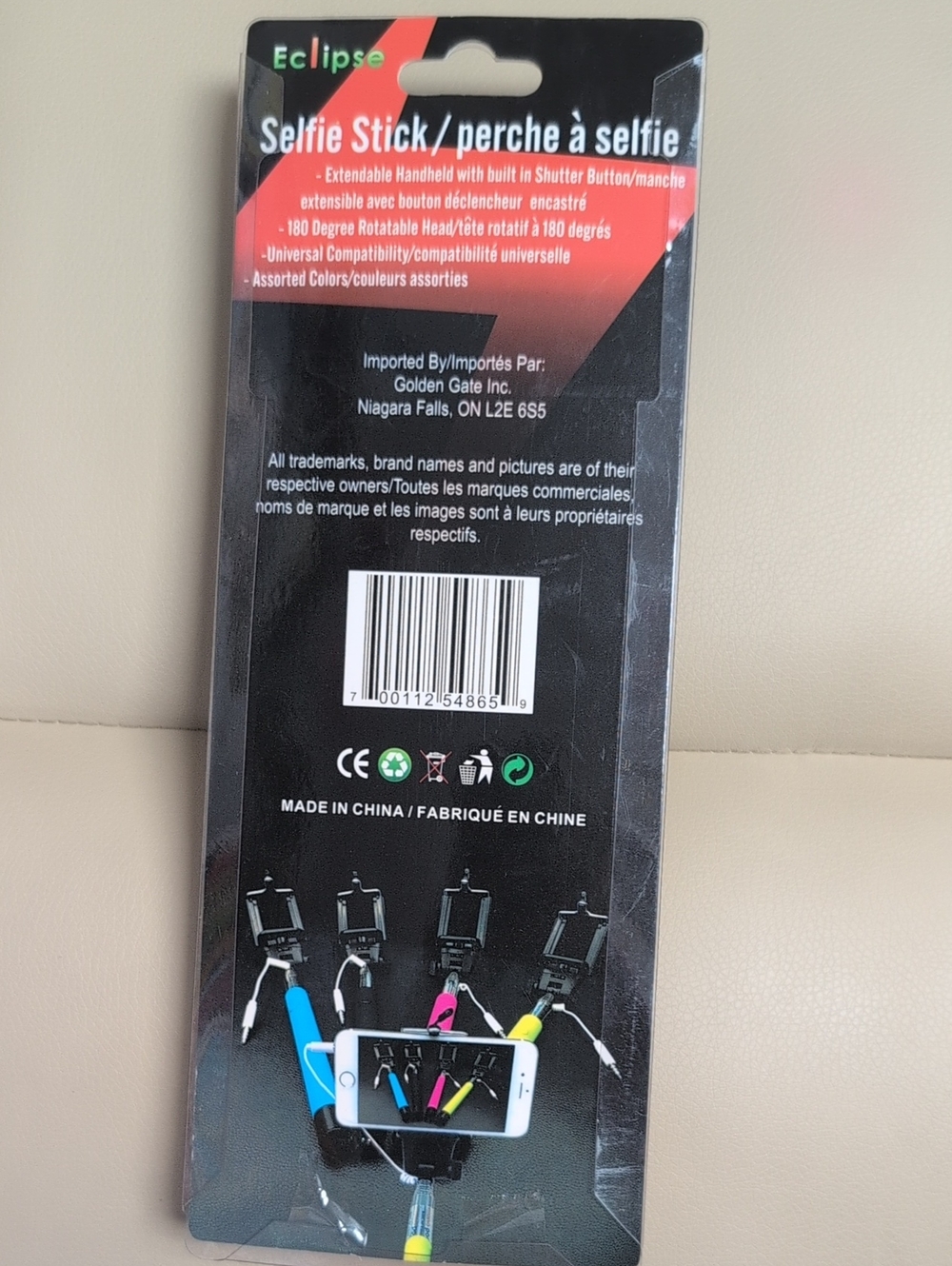 Eclipse Selfie Stick Pack with Blue, Pink, Yellow Handles